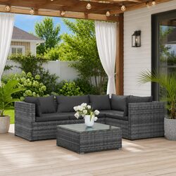 Premium 5 Piece Garden Lounge Set with Grey Cushions