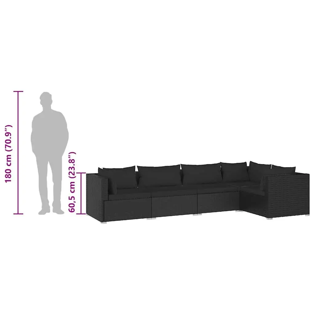 5 Piece Modular Sofa Set for Outdoor Relaxation
