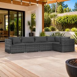 Durable 5-Piece Garden Lounge Set with Cushions - Grey