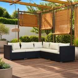 Durable 5 Piece Modular Garden Lounge Set in Black