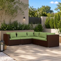 Durable 5 Piece Garden Lounge Set with Brown Cushions
