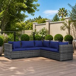 Durable 5-Piece Modular Rattan Garden Lounge Set