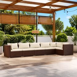 Brown 6-Piece Garden Lounge Set with Cushions