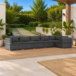 Sturdy 6 Piece Grey Modular Garden Lounge Set