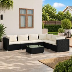 Sturdy 7 Piece Modular Garden Lounge Set in Black