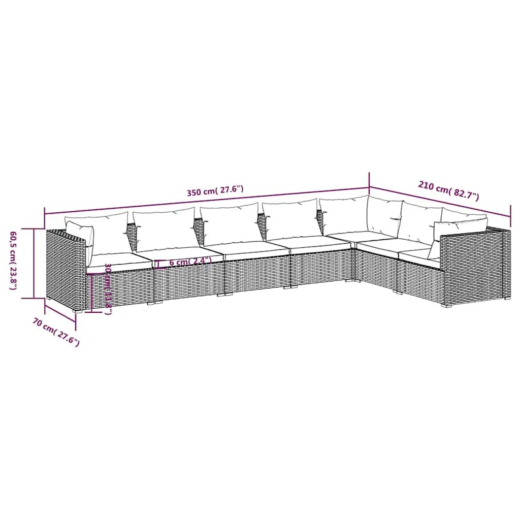 7 Piece Modular Garden Lounge Set with Cushions