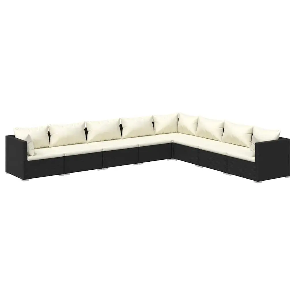 Outdoor Lounge Set PE Rattan 8 Piece Modular Sofa Black
