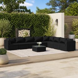 9 Piece Modular Black Outdoor Patio Sofa Set