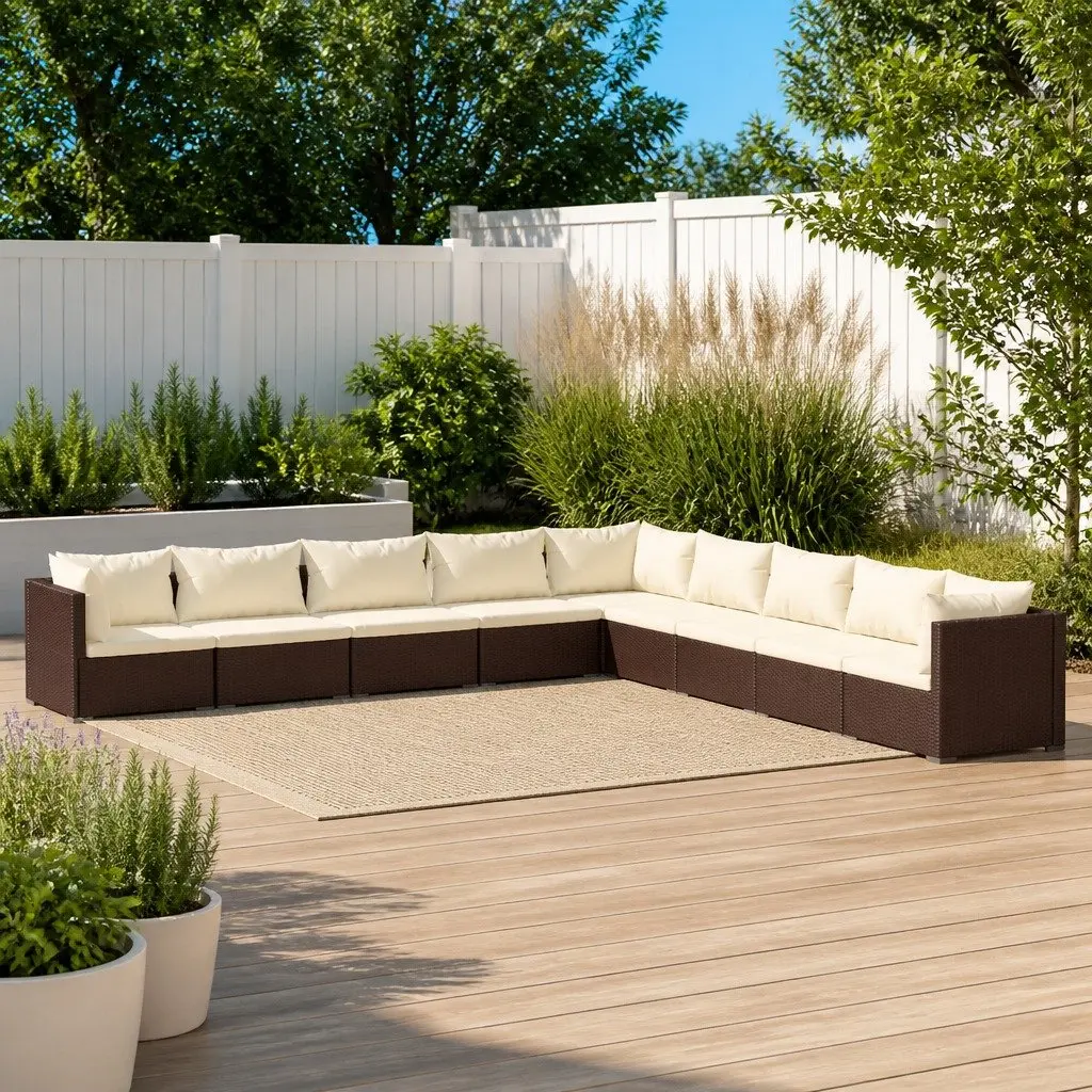 9 Piece Garden Lounge Set Modular Outdoor Sofa
