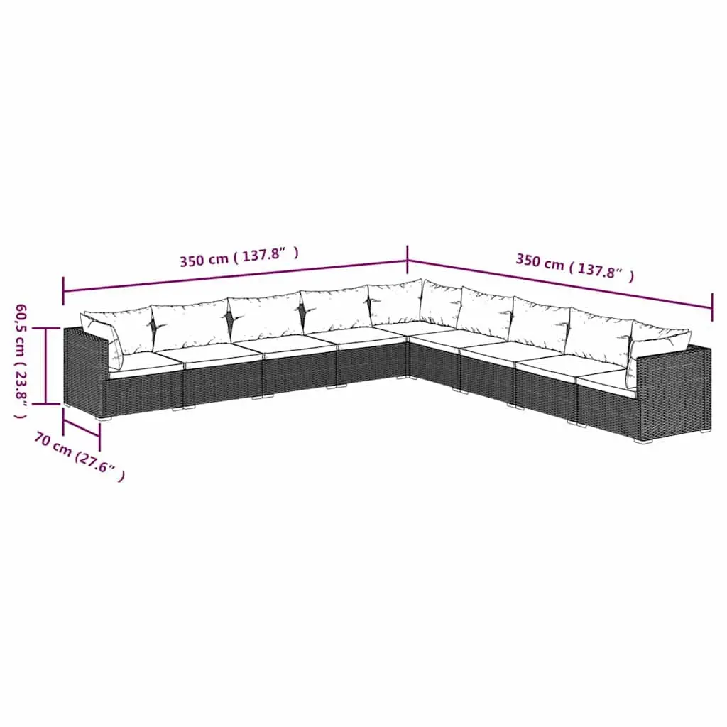 9 Piece Garden Lounge Set Modular Outdoor Sofa