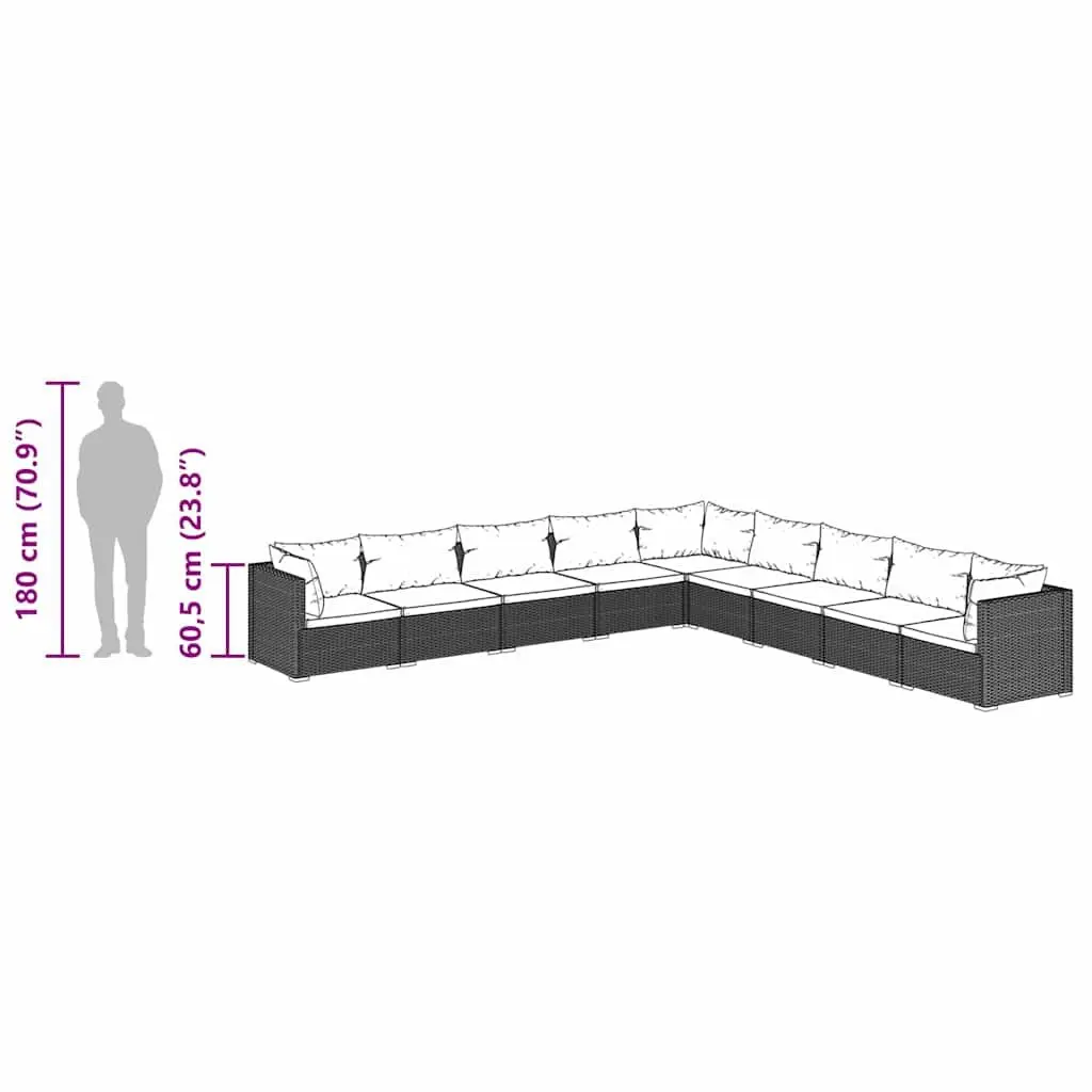 9 Piece Garden Lounge Set Modular Outdoor Sofa