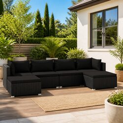 Durable 6 Piece Outdoor Garden Lounge Set with Cushions