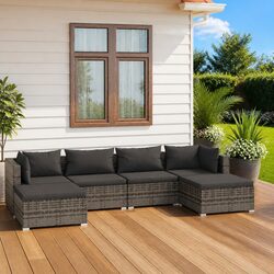 High-Quality 6 Piece Grey Outdoor Lounge Set with Cushions