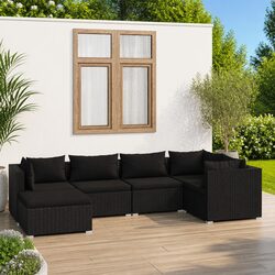 6 Piece Modular Patio Furniture Set with Poly Rattan