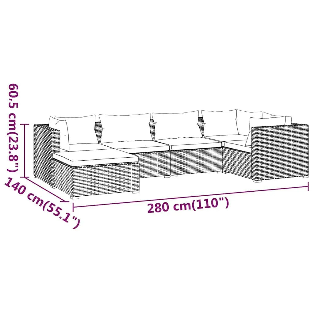 6 Piece Modular Garden Lounge Set
