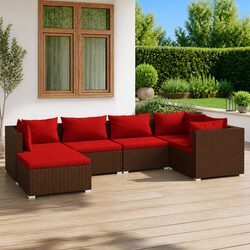 Stylish 6-Piece Outdoor Lounge Set in Poly Rattan