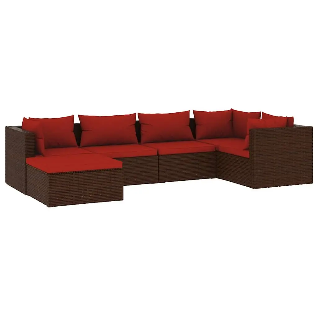 6-Piece Outdoor Lounge Set in Poly Rattan