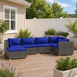 Durable 6 Piece Garden Lounge Set with Cushions in Grey