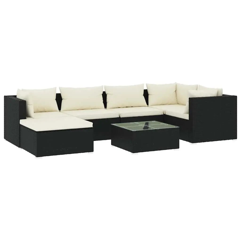 7 Piece Poly Rattan Garden Lounge Set with Cushions