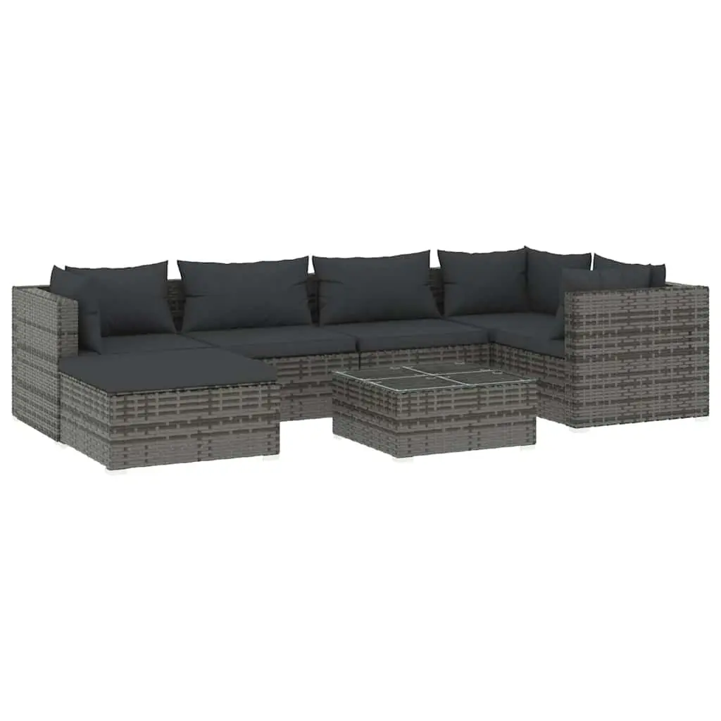 7 Piece Garden Lounge Set Poly Rattan Modular Outdoor Furniture Grey
