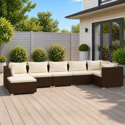 Durable 7 Piece Modular Garden Lounge Set for Outdoors