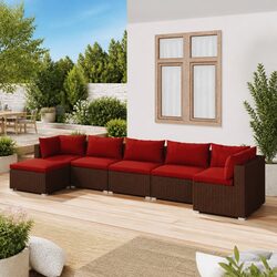 Durable 7 Piece Poly Rattan Garden Lounge Set with Cushions