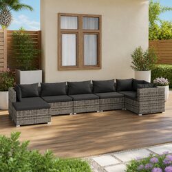 Outdoor Lounge Set 7 Piece Poly Rattan Garden Modular Furniture