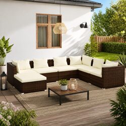 Durable 7 Piece Modular Garden Lounge Set in Brown