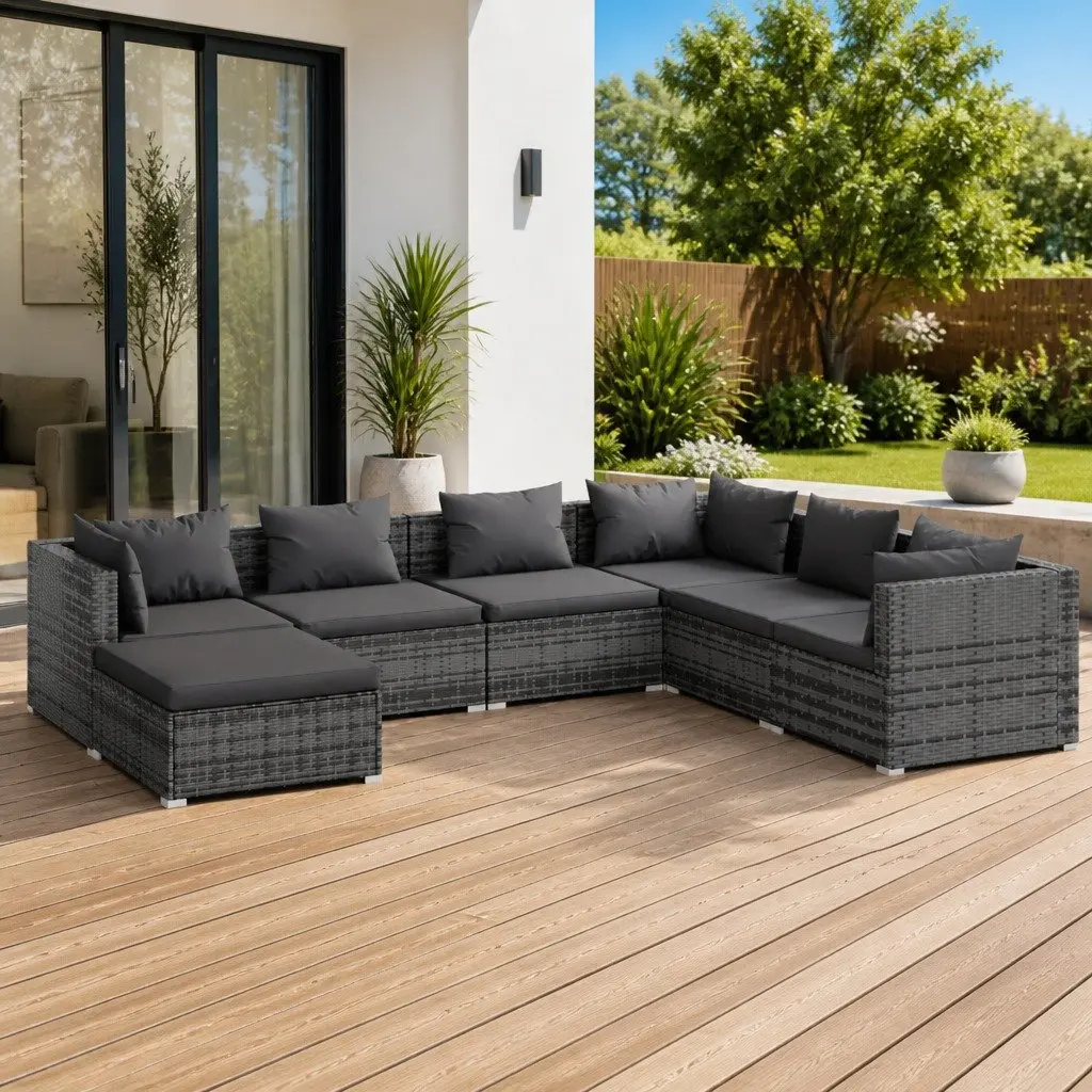 7-Piece Modular Garden Lounge Set with Cushions