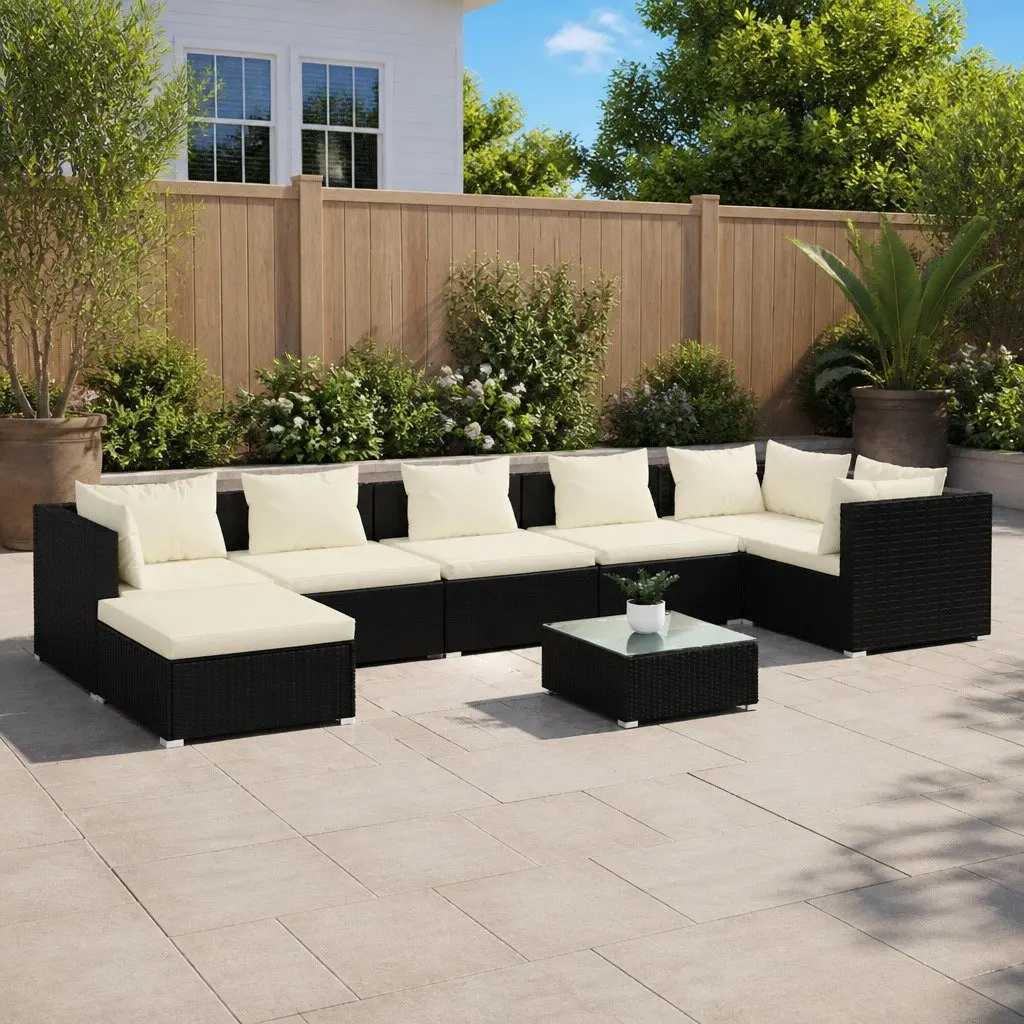 8 Piece Modular Outdoor Lounge Set in Black