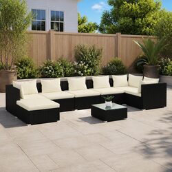 Stylish 8 Piece Modular Outdoor Lounge Set in Black