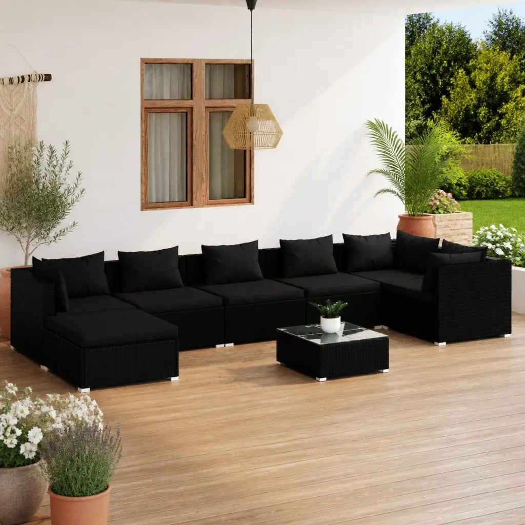 8-Piece Modular Outdoor Lounge Set in Black
