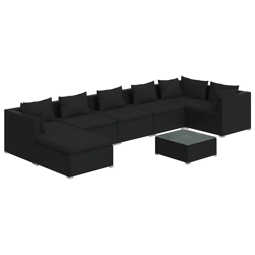 8-Piece Modular Outdoor Lounge Set in Black