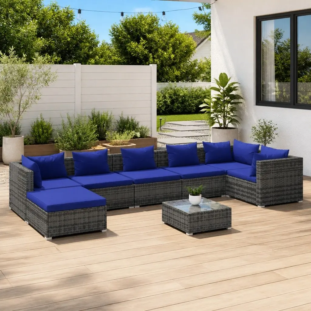 8 Piece Modular Garden Lounge Set in Grey