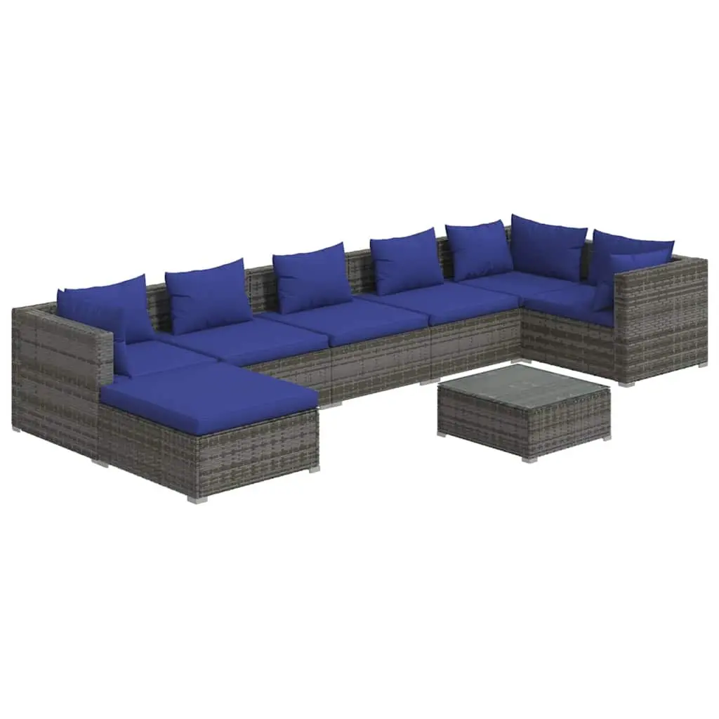 8 Piece Modular Garden Lounge Set in Grey