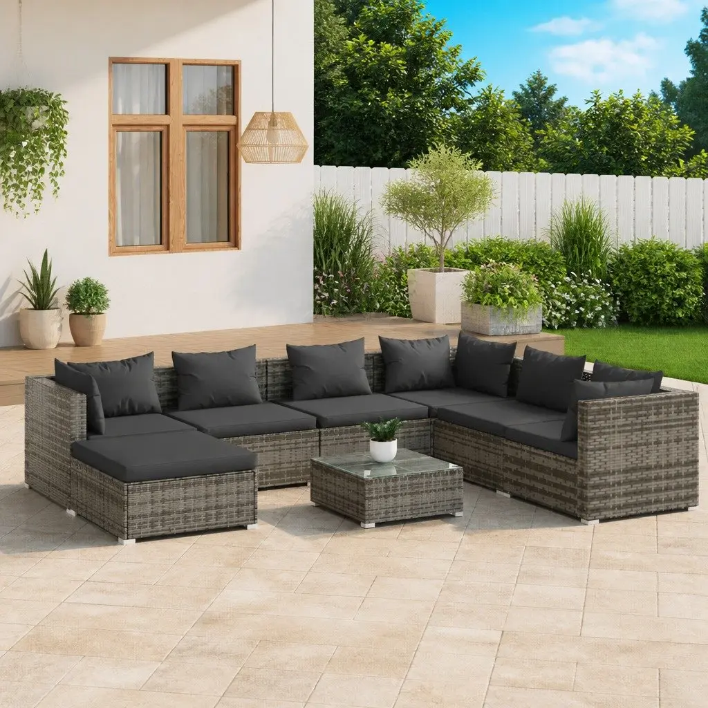 8 Piece Modular Outdoor Lounge Set in Grey
