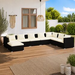 Premium 8-Piece Modular Garden Lounge Set in Black