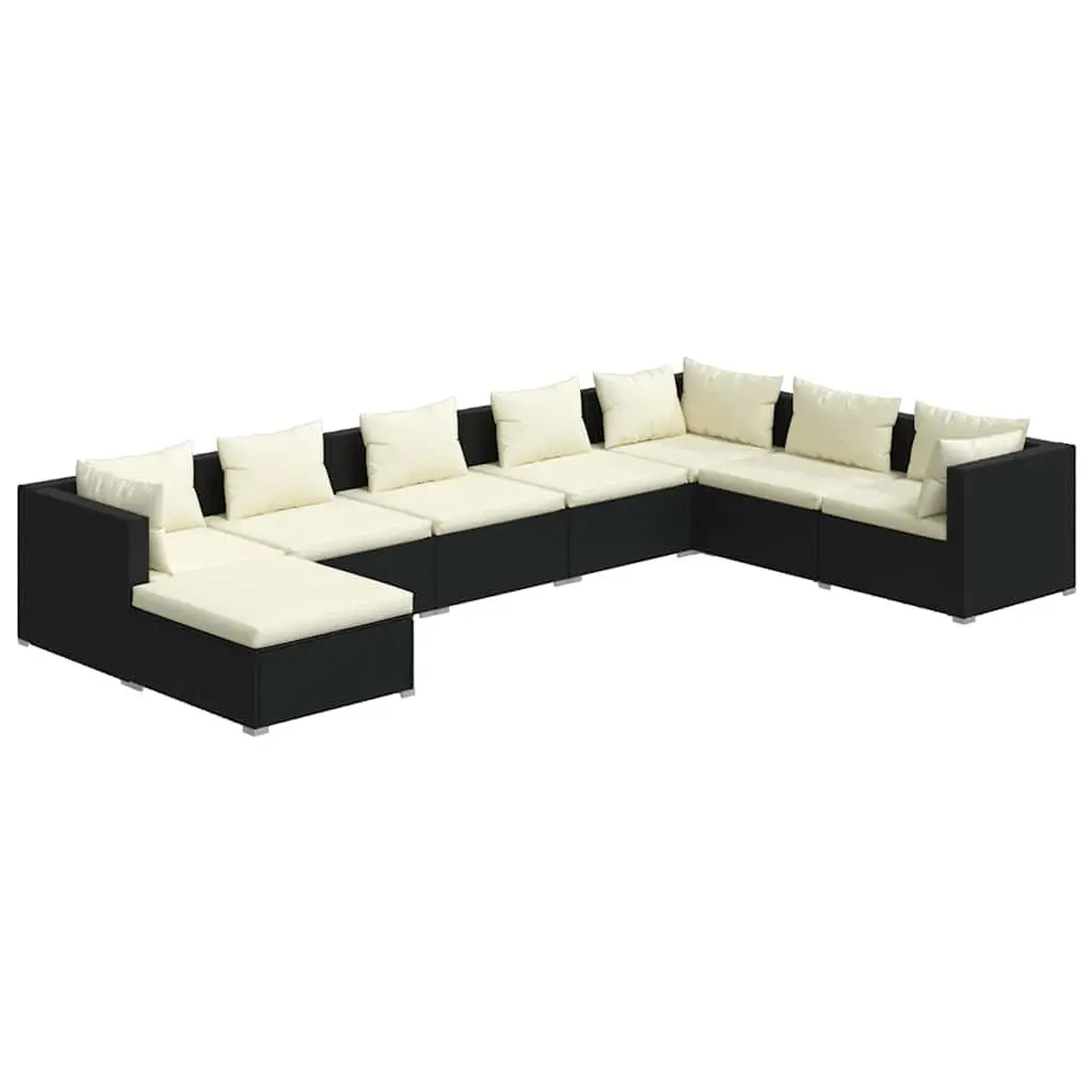 8-Piece Modular Garden Lounge Set in Black