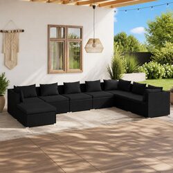 8 Piece Modular Black Outdoor Rattan Lounge Set