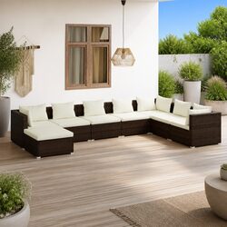 8-Piece Outdoor Patio Modular Lounge Set in Brown