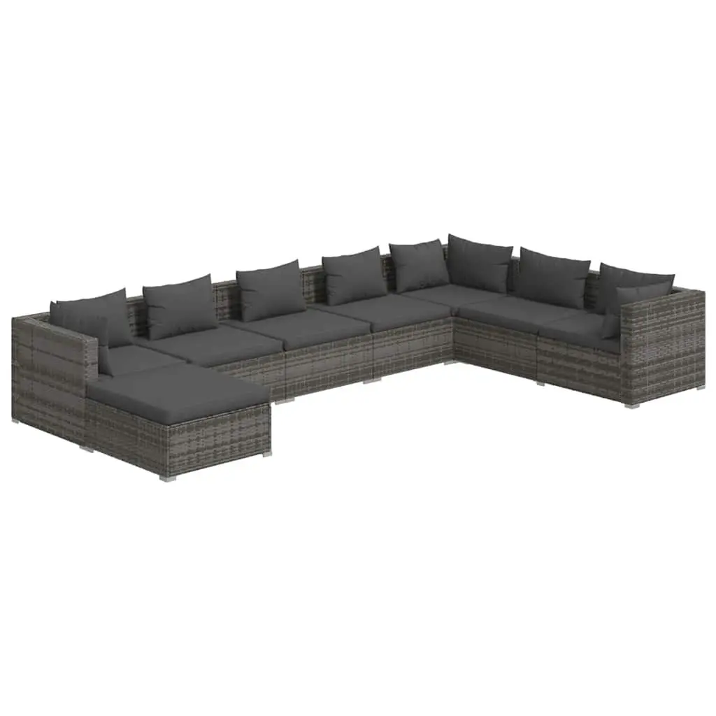 Garden Lounge Set PE Rattan 8 Piece Outdoor Patio Furniture Grey