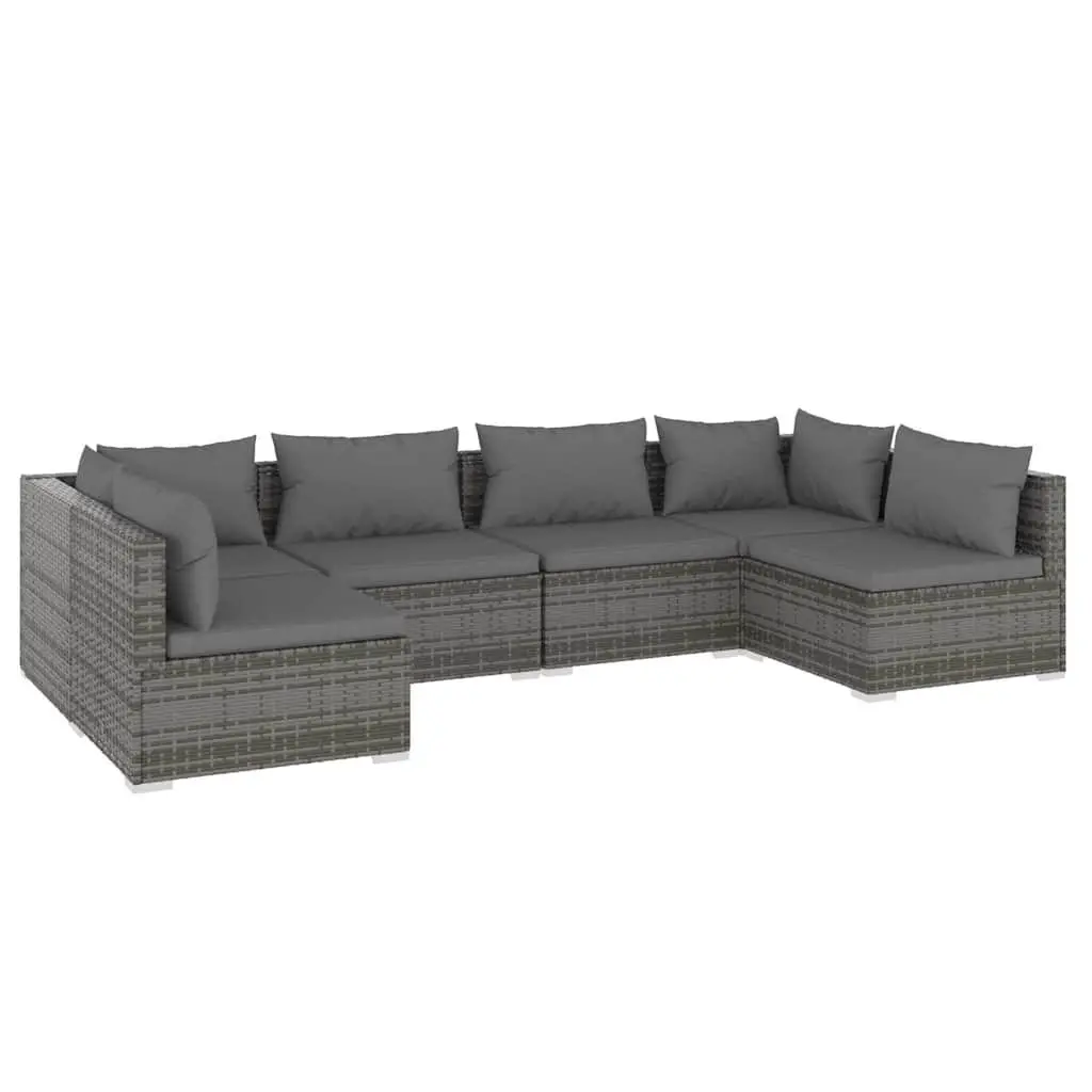 Garden Lounge Set 6 Piece Outdoor Patio Furniture Poly Rattan Grey Modular