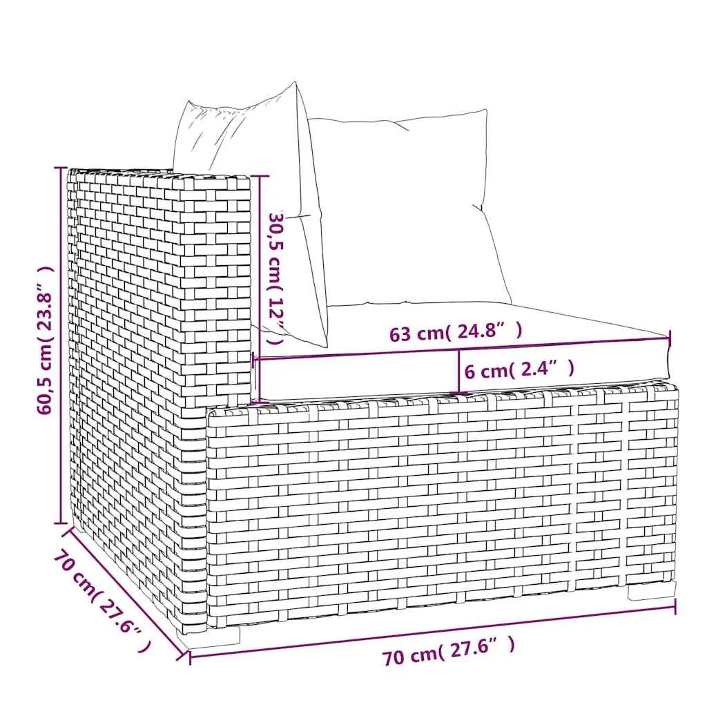 Garden Lounge Set 6 Piece Outdoor Patio Furniture Poly Rattan Grey Modular