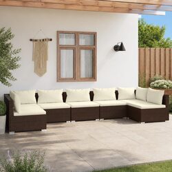 Durable 7 Piece Brown Garden Lounge Set for Outdoors