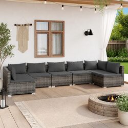 Sturdy 7 Piece Garden Lounge Set with Cushions in Grey