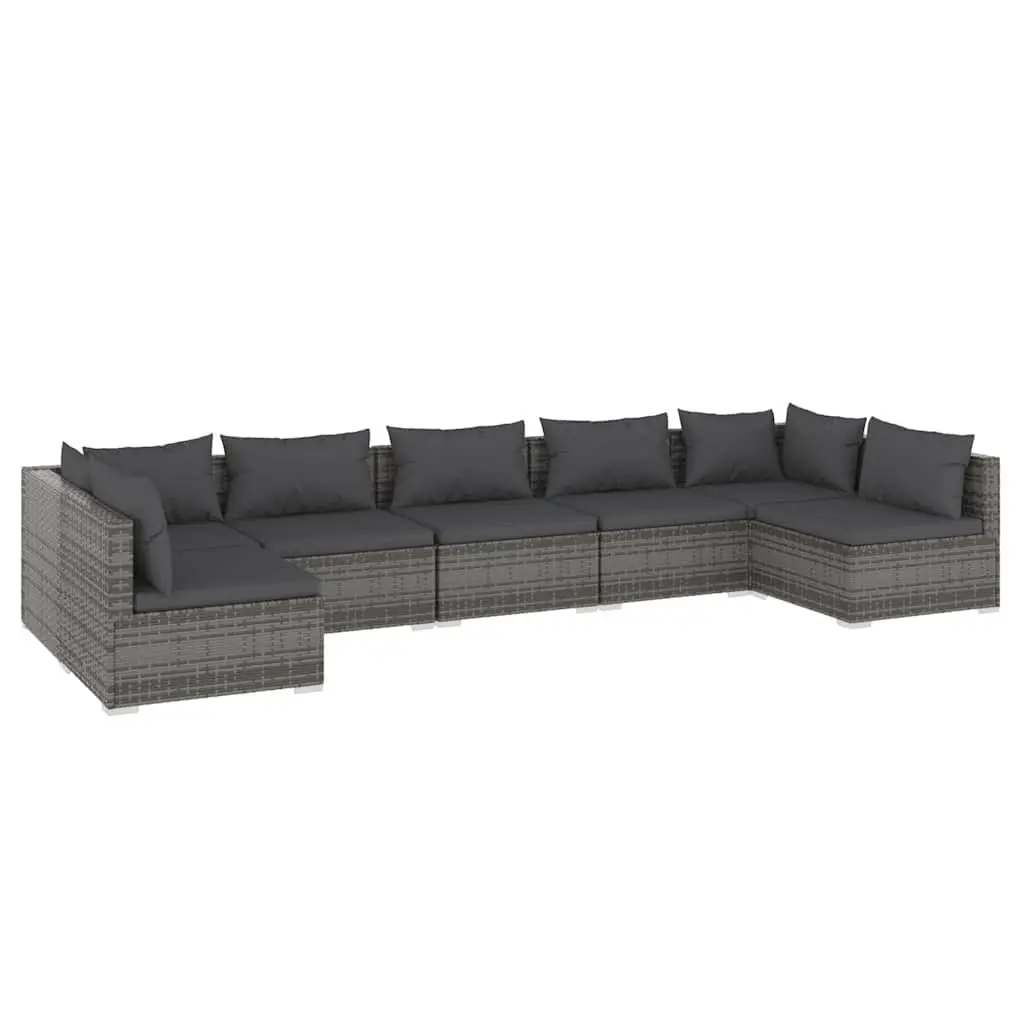 7 Piece Garden Lounge Set with Cushions in Grey