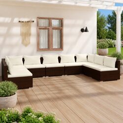 Premium 9-Piece Brown Modular Outdoor Lounge Set
