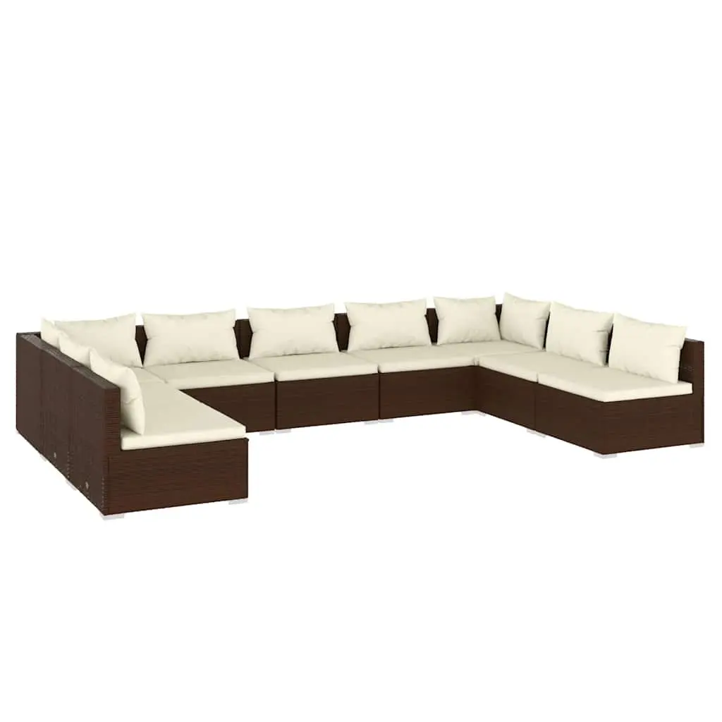 9-Piece Brown Modular Outdoor Lounge Set