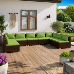 Premium 9-Piece Modular Poly Rattan Outdoor Lounge Set