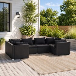 Premium 6 Piece Modular Patio Lounge Set in Black